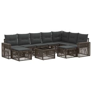 vidaXL Havesofa S&aelig;t 10 stk. Gr&aring; og M&oslash;rkegr&aring; polyrattan
