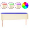 vidaXL sengegavl med LED-lys 163x16x78/88 cm kunstl&aelig;der cremefarvet
