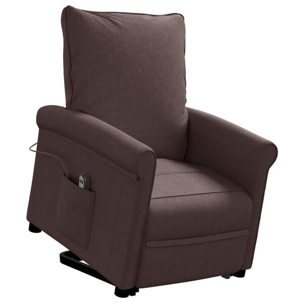 vidaXL l&oslash;ftestol stof m&oslash;rkebrun