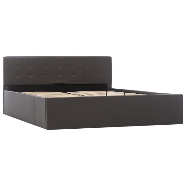 vidaXL hydraulisk opbevaringsseng 140x200 cm kunstl&aelig;der gr&aring;