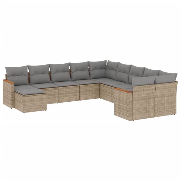 vidaXL havesofas&aelig;t 11 dele med hynder polyrattan beige