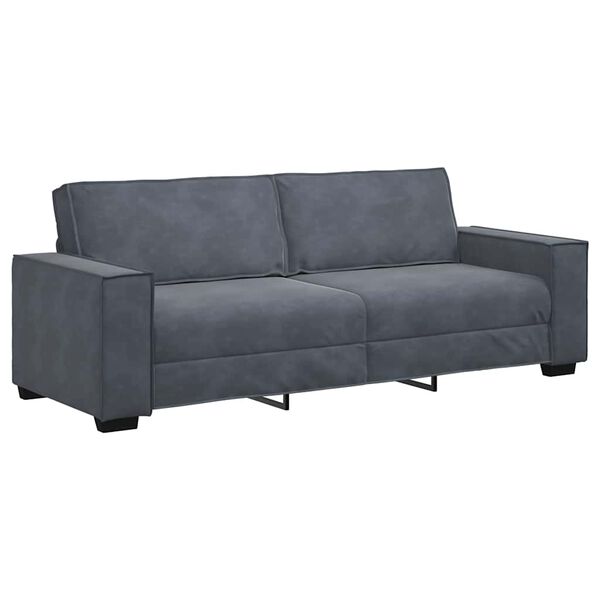 vidaXL 3-personers sofa 220x78x84 cm fl&oslash;jl m&oslash;rkegr&aring;