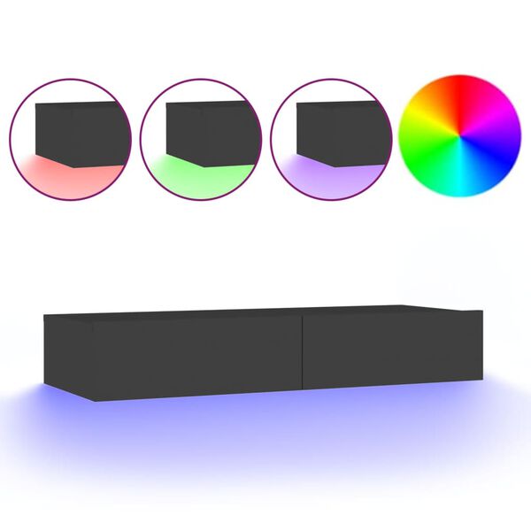 vidaXL tv-skab med LED-lys 90x35x15,5 cm grå