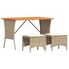 vidaXL spisebordss&aelig;t til haven 3 dele med hynder polyrattan beige