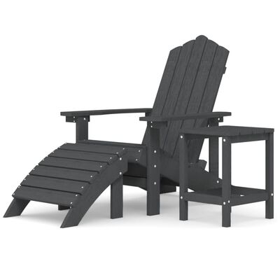 vidaXL Adirondack-stol med fodskammel og bord HDPE antracitgrå