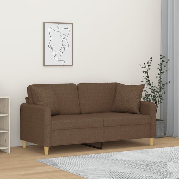 vidaXL 2-personers sofa med pyntepuder 140 cm stof brun