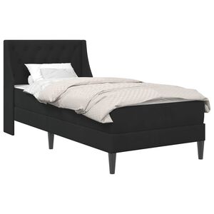 vidaXL Sengeramme med madras med hovedg&aelig;rde Sort 90 x 190 cm Fl&oslash;jl