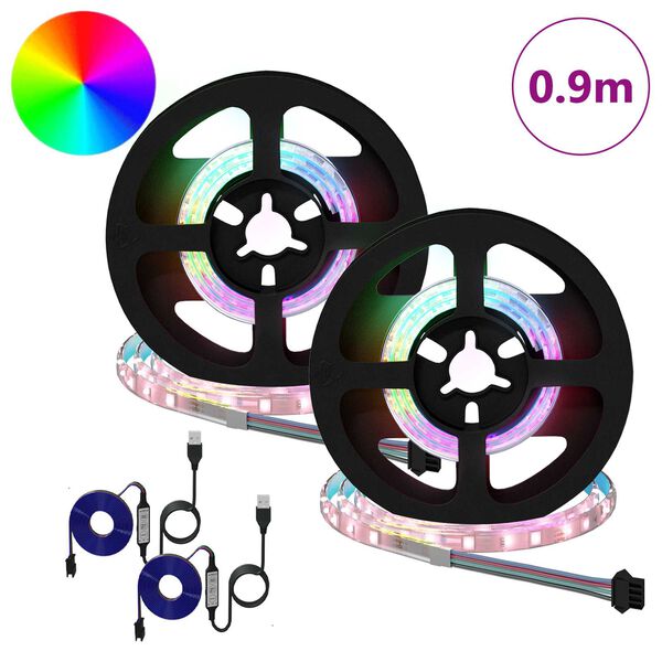 vidaXL LED Strip 2 pcs Sort og Gennemsigtig 450 mm Kobber og plastik