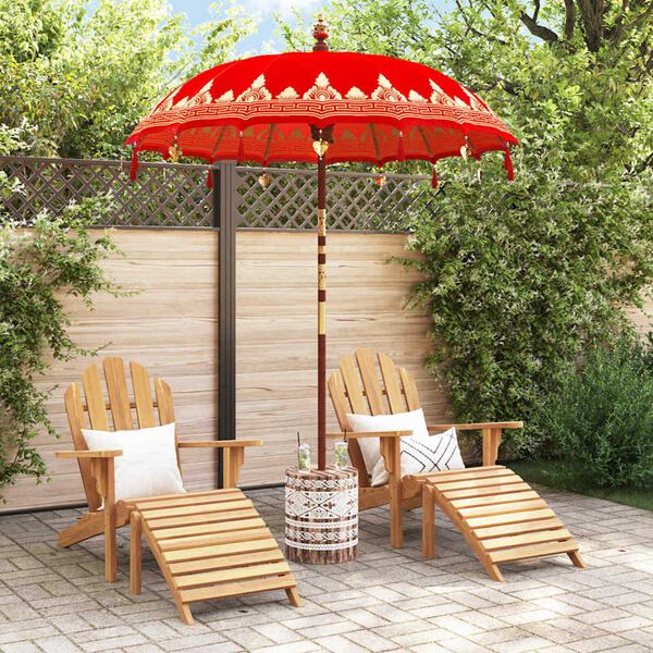 vidaXL Balinesisk parasol med base R&oslash;d 185 x 185 x 260 cm