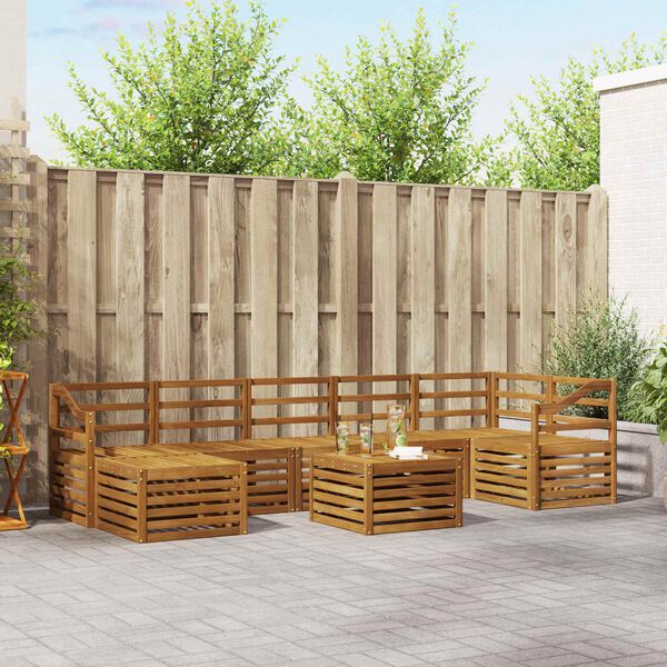 vidaXL Sofas&aelig;t 8 pcs Naturfarvet Massivt Akacietr&aelig;