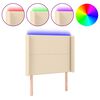 vidaXL sengegavl med LED-lys 93x16x118/128 cm stof cremefarvet