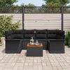 vidaXL Havesofa Sæt 7 pcs Sort Poly rattan
