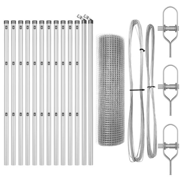 vidaXL Hegnsp&aelig;l S&oslash;lv 25 x 0,4 m (12 x 12 mm maske) St&aring;l