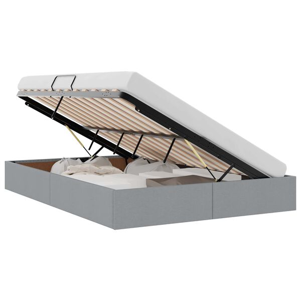 vidaXL Opbevaringsseng med madras Lysegr&aring; 135 x 190 cm Stof