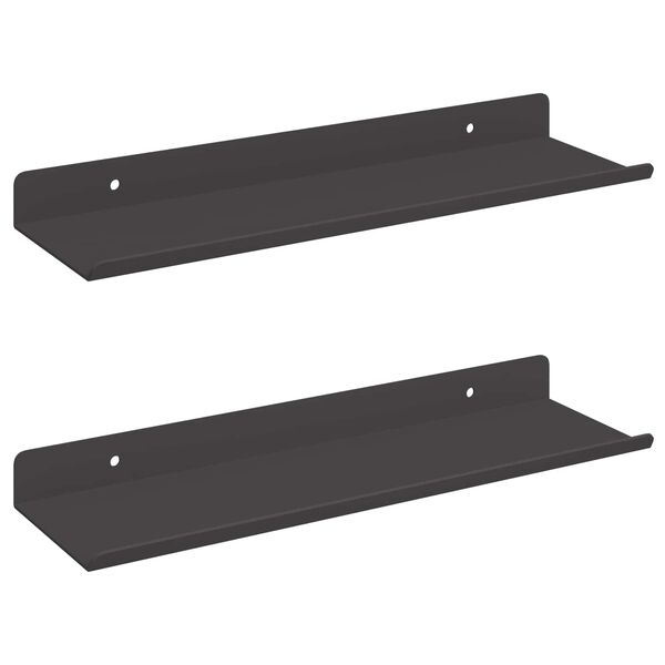 vidaXL Sv&aelig;vende hylde V&aelig;gmonteret 2 pcs Sort 30 x 9 x 2,5 cm St&aring;l