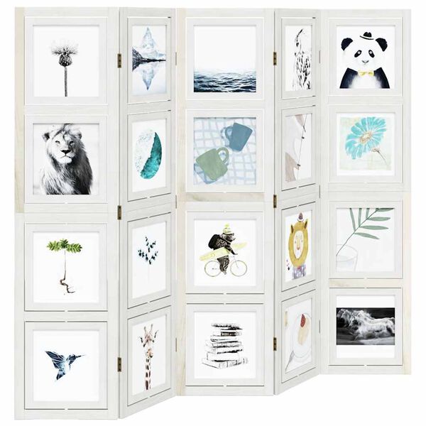 vidaXL rumdeler 5 paneler massivt kejsertræ hvid