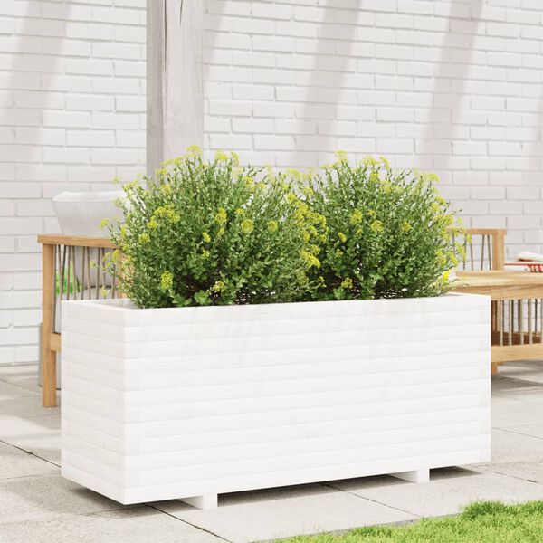 vidaXL plantekasse 110x40x49,5 cm massivt fyrretræ hvid