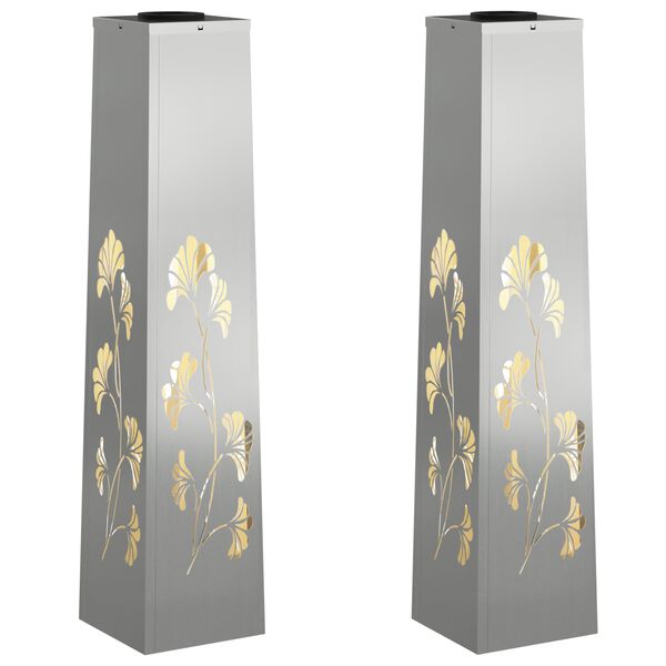 vidaXL Solar LED sti lys 2 pcs Rusten Galvaniseret