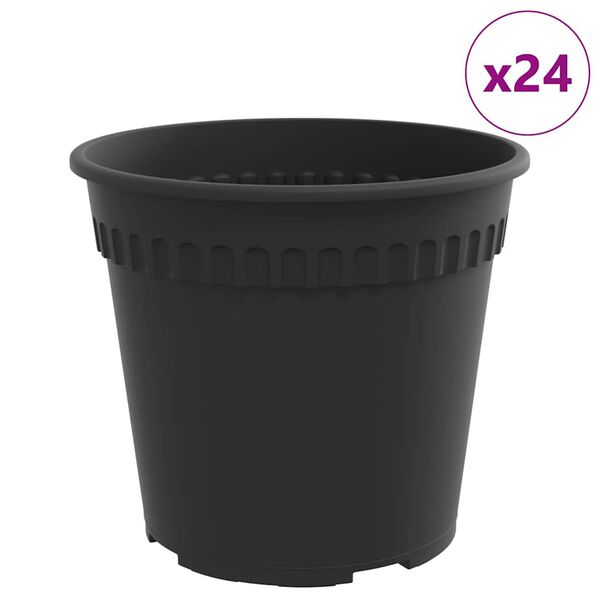 vidaXL Rund Blomsterpotte 24 pcs Sort &Oslash; 17 x 14 cm Plastik
