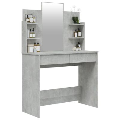 vidaXL makeupbord med spejl 96x40x142 cm betongrå