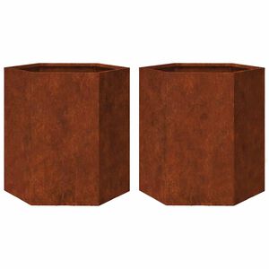 vidaXL Havekrukker 2 stk 46x40x45 cm sekskantet Forvitringsst&aring;l