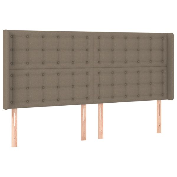 vidaXL sengegavl med LED-lys 183x16x118/128 cm stof gr&aring;brun