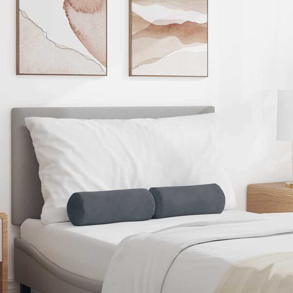vidaXL Bolsterpuder 2 pcs Mørkegrå Ø 15 x 40 cm Velourstof