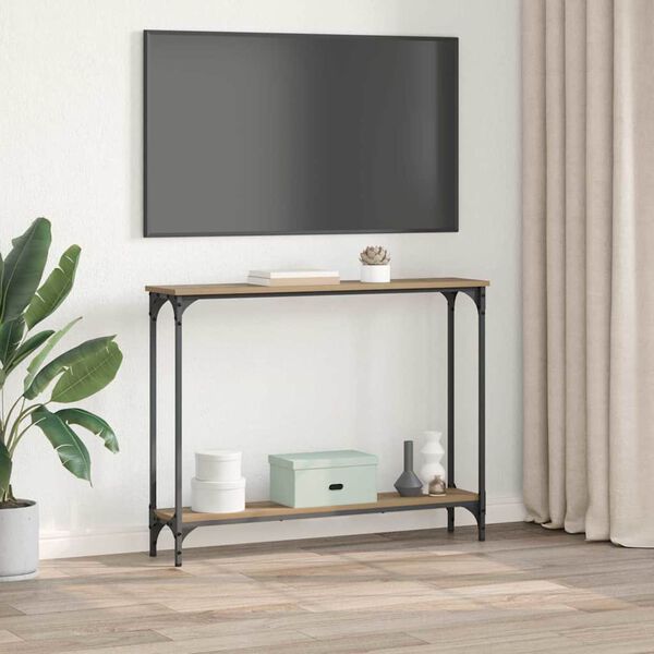 vidaXL Konsolbord Artisan Egetr&aelig; 100 x 22,5 x 75 cm Konstrueret tr&aelig;