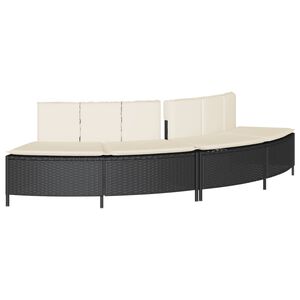 vidaXL spab&aelig;nke med hynder 2 stk. polyrattan sort