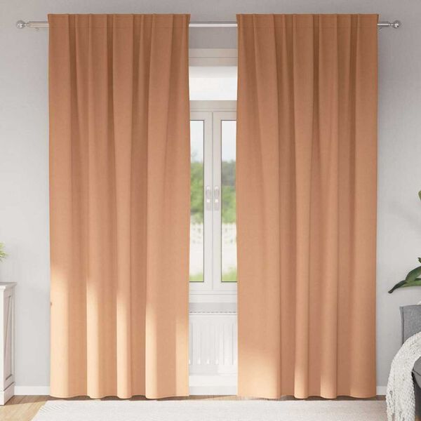 vidaXL M&oslash;rkl&aelig;gningsgardiner med ringe 2 pcs Lys Brun 225 x 140 cm