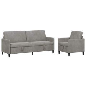 vidaXL Sofa s&aelig;t med opbevaring 2 stk. Lysegr&aring; Polyester