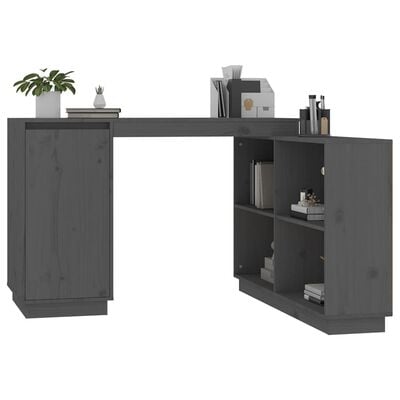 vidaXL skrivebord 110x50x75 cm massivt fyrretræ grå