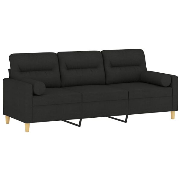 vidaXL 3-personers sofa med puder og hynder 180 cm stof sort