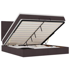 vidaXL osmannisk sengeramme med madrasser 200x200 cm stof m&oslash;rkebrun