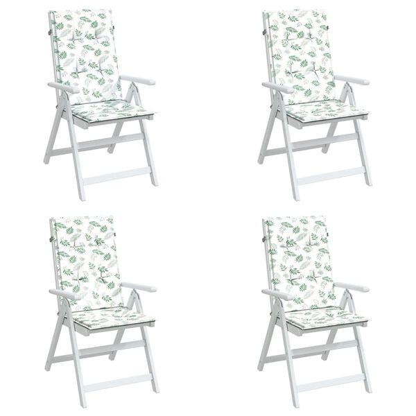 vidaXL stolehynder med h&oslash;j ryg 4 stk. stof bladm&oslash;nster