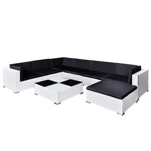 vidaXL havelounges&aelig;t 8 dele med hynder polyrattan hvid
