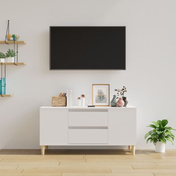 vidaXL tv-bord 102x44,5x50 cm konstrueret tr&aelig; hvid