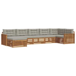 vidaXL Sofas&aelig;t med pude 7 pcs Naturlig og Lys Gr&aring; Massivt Akacietr&aelig;