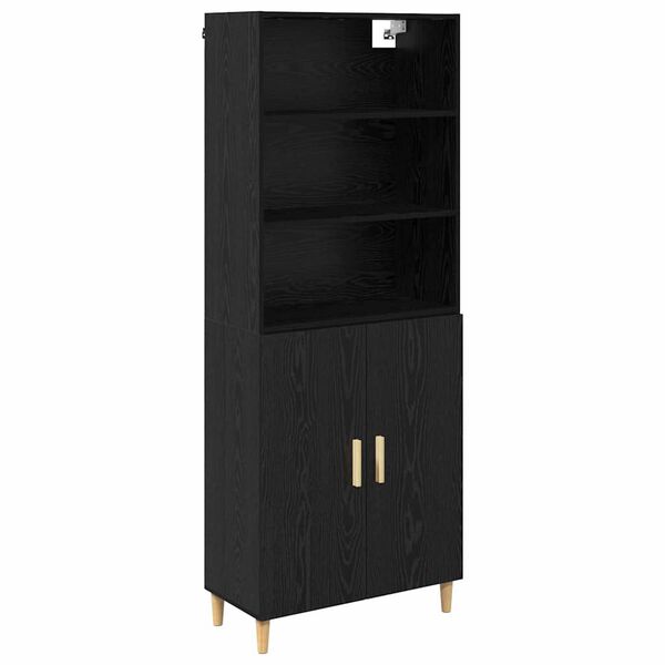vidaXL Highboard Sort eg 69,5 x 32,5 x 180 cm Konstrueret tr&aelig;