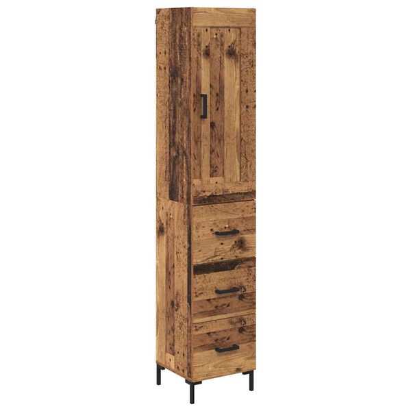 vidaXL Highboard Gammelt tr&aelig; 34,5 x 34 x 180 cm Konstrueret tr&aelig;