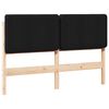 vidaXL Polstret sengegavl Brun og sort 135 cm Massiv fyrretr&aelig;
