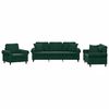 vidaXL sofas&aelig;t 3 dele med puder velour m&oslash;rkegr&oslash;n
