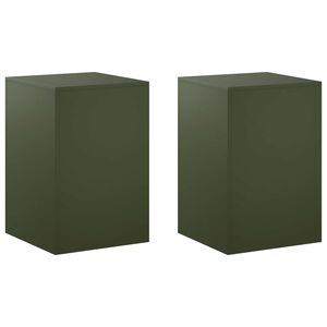 vidaXL Planteholder 2 pcs Olivengr&oslash;n 40 x 40 x 60 cm St&aring;l