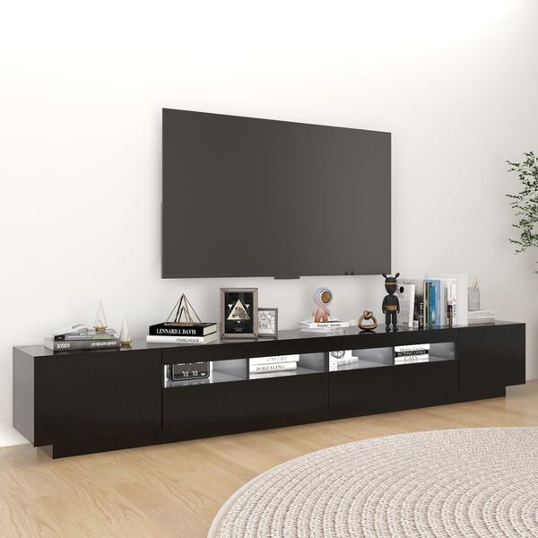 vidaXL tv-skab med LED-lys 260x35x40 cm sort