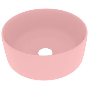 vidaXL luksuri&oslash;s h&aring;ndvask 40x15 cm rund keramisk mat pink