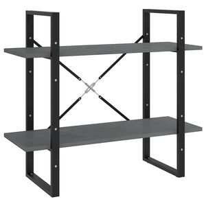 vidaXL bogreol med 2 hylder 80x30x70 cm massivt fyrretr&aelig; gr&aring;