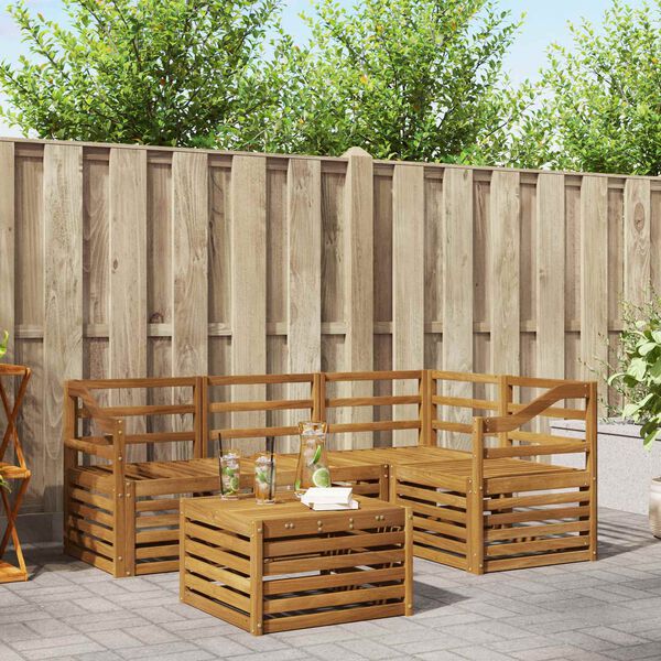 vidaXL Udend&oslash;rs sofagruppe 5 pcs Naturfarvet Massivt Akacietr&aelig;
