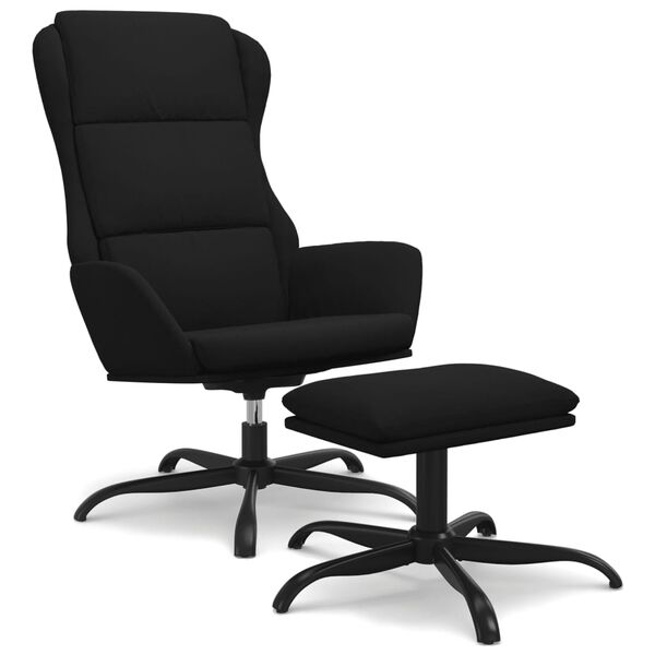 vidaXL l&aelig;nestol med skammel mikrofiberstof Sort