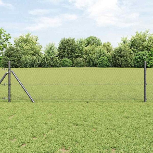 vidaXL Hegnsp&aelig;l Gr&aring; 25 x 0,6 m (13 mm net) St&aring;l og PVC