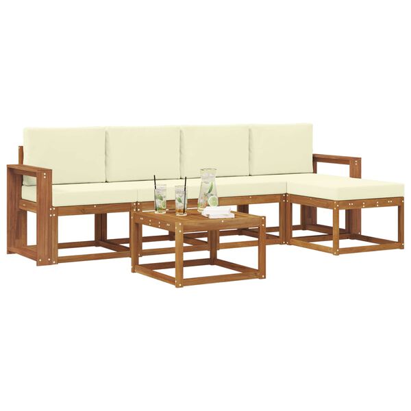 vidaXL Udend&oslash;rs sofagruppe 6 pcs Naturlig og Fl&oslash;de Massivt Akacietr&aelig;